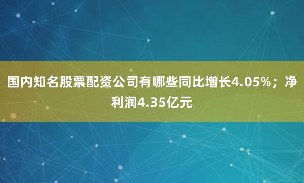 国内知名股票配资公司有哪些同比增长4.05%;净利润4.35亿元